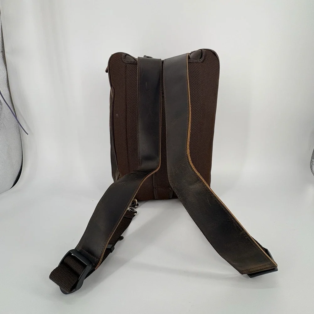 TIDING Genuine Leather Briefcase Brown Backpack Convertible
